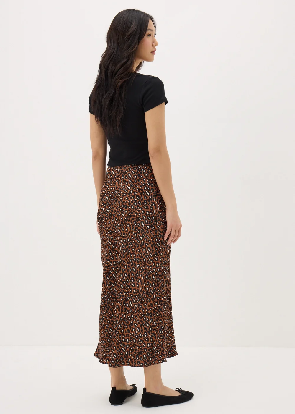 Brown Animal Print Satin Midaxi Slip Skirt - 8 Image 2
