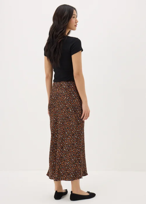 Brown Animal Print Satin Midaxi Slip Skirt - 8 Image 2