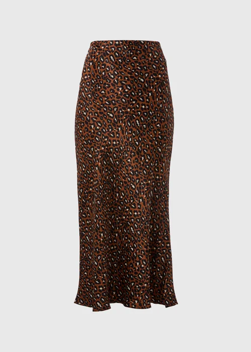 Brown Animal Print Satin Midaxi Slip Skirt - 8 Image 3