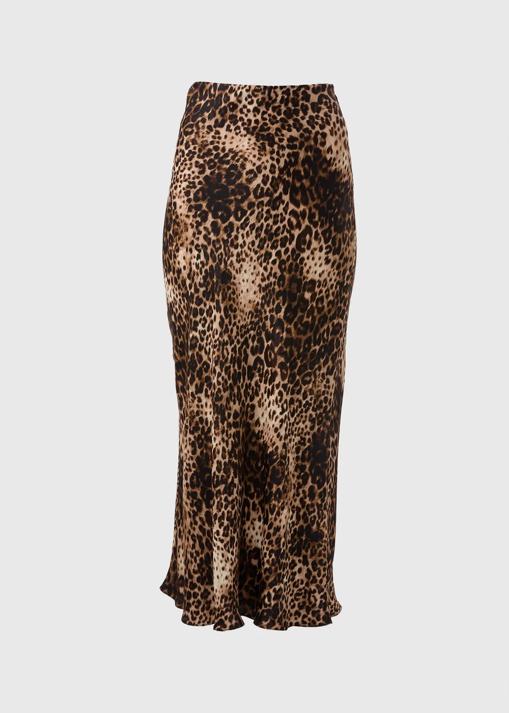 Brown Leopard Print Satin Midaxi Slip Skirt - 8 Image 3