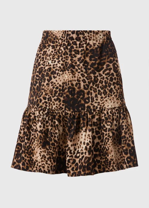 Brown Leopard Tiered Mini Skirt - 8 Image 4