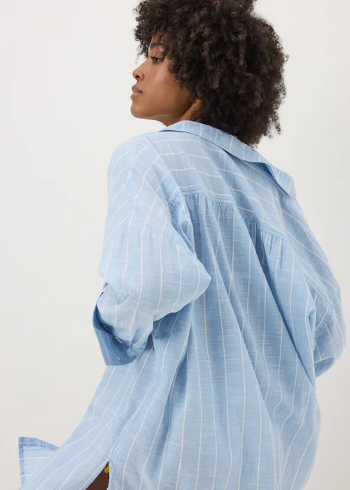 Blue Striped Beach Shirt - XS Image 1
