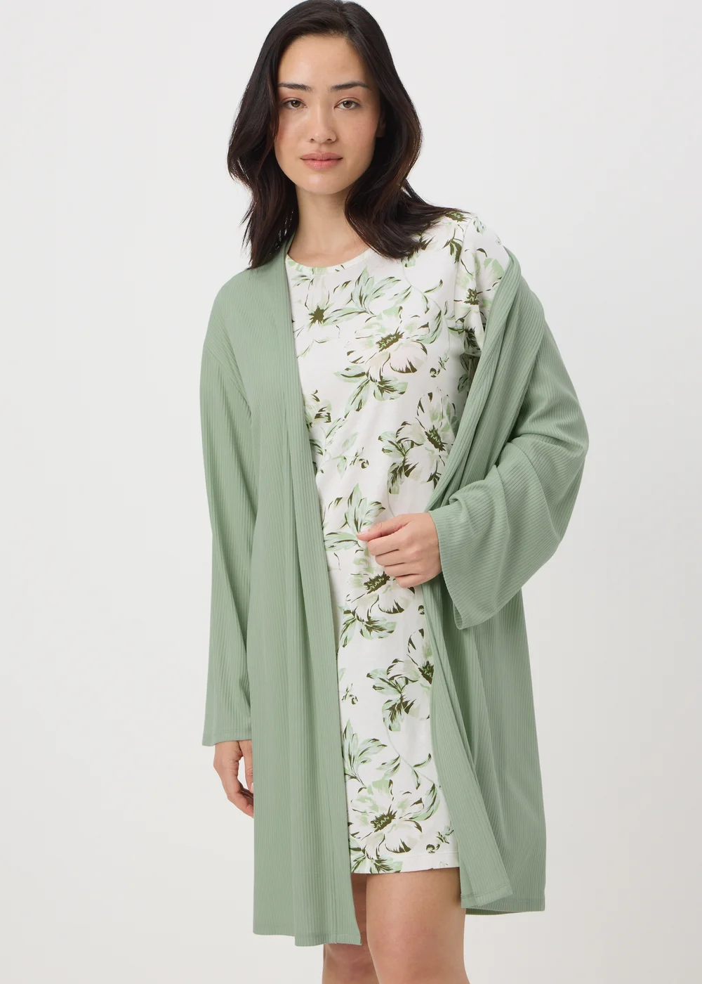 Sage Ribbed Dressing Gown - Extra small Sage Ribbed Dressing Gown - Extra small