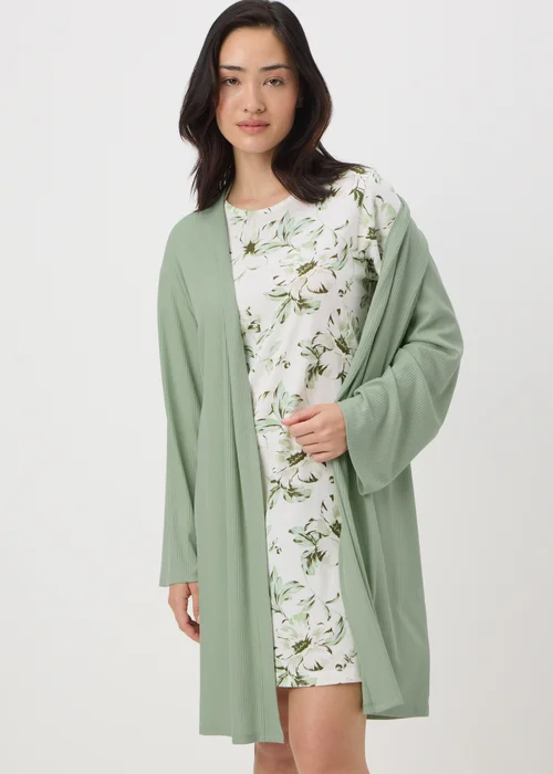 Sage Ribbed Dressing Gown - Extra small Image 1