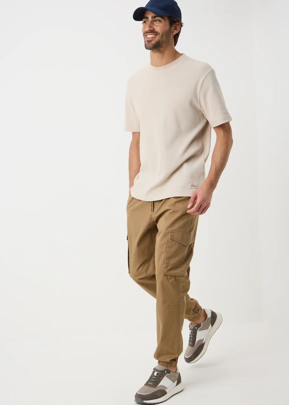 Beige Cuffed Cargo Trousers - S Image 1