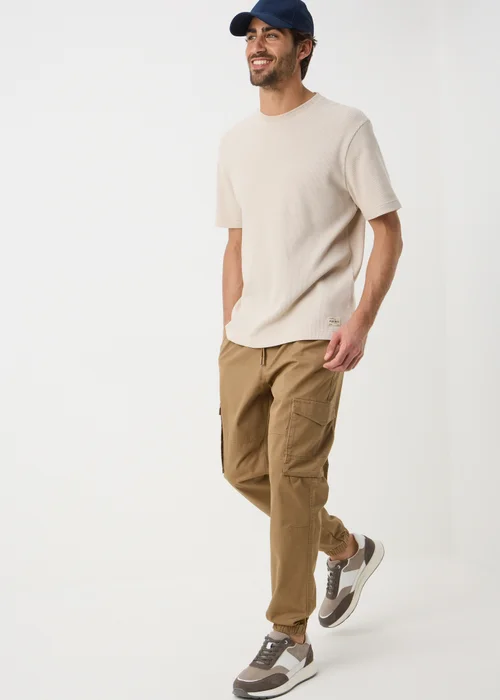 Beige Cuffed Cargo Trousers - S Image 1