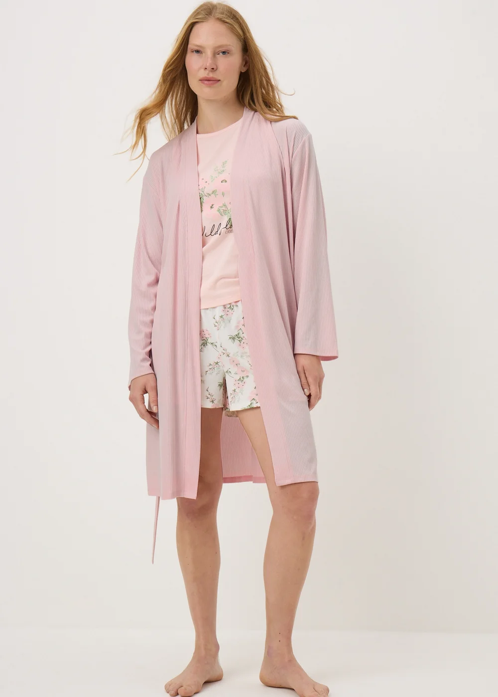 Pink Ribbed Dressing Gown - Extra small Image 1