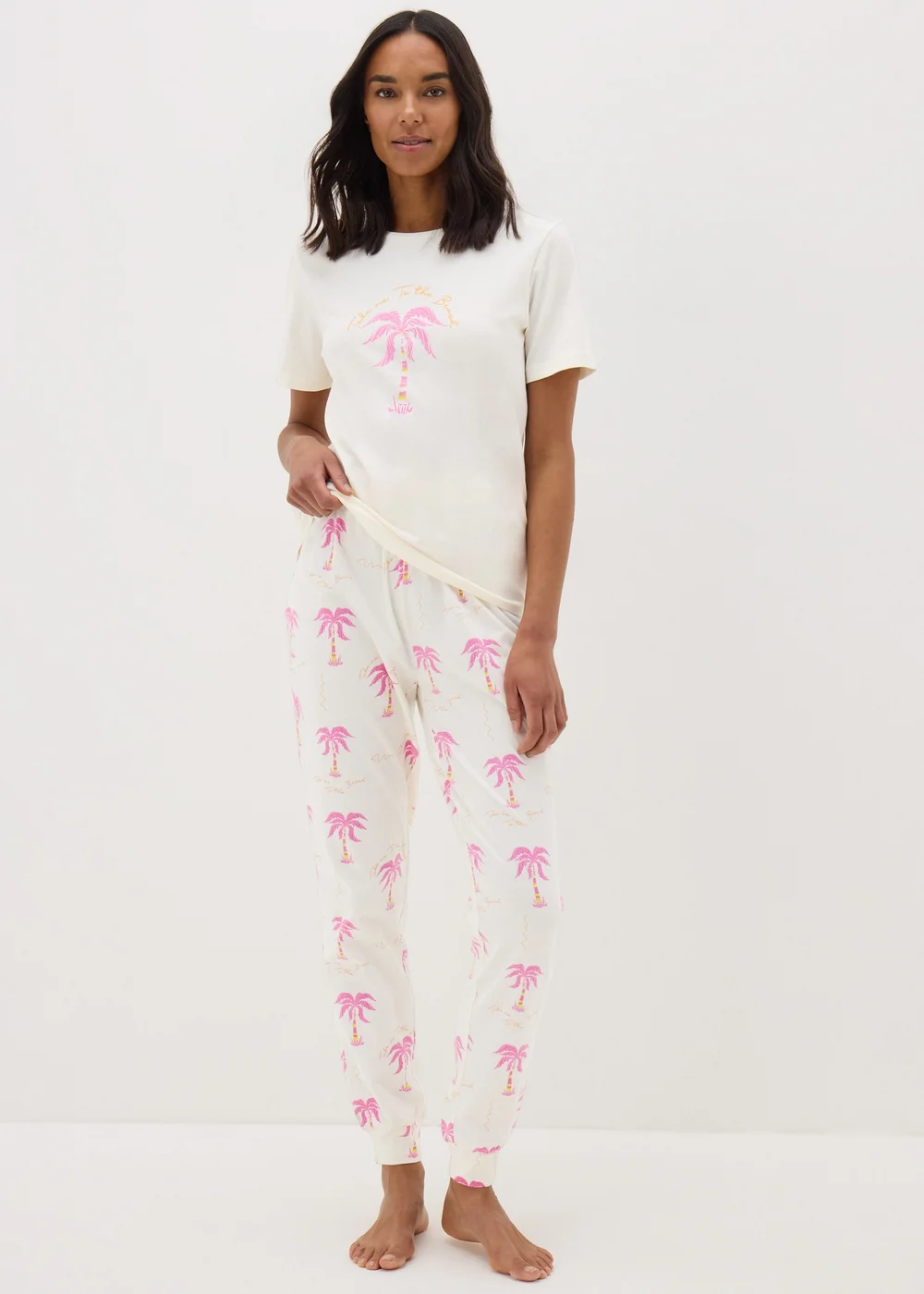 Cream Palm Tree Pyjama Bottoms - Extra small Image 2