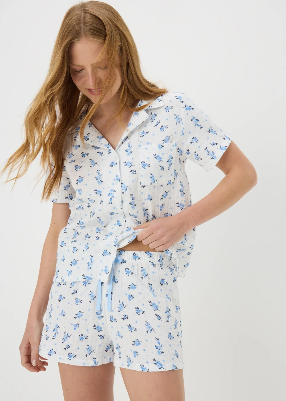 White Floral Short Pyjama Set - Extra small Image 1