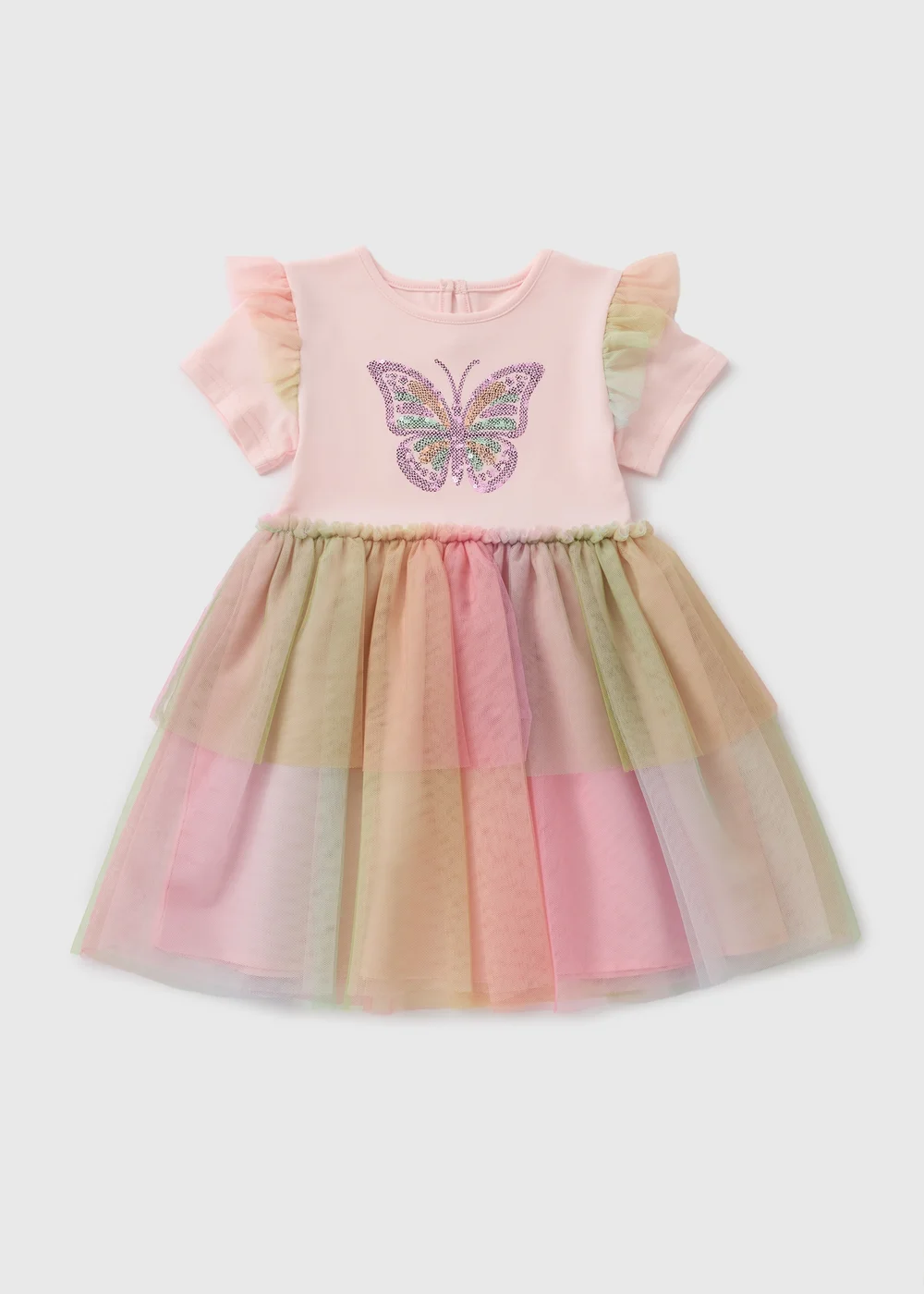 Girls Pink Butterfly Sequin Tutu Dress (1-7yrs) - 1-1.5 Yrs Image 1