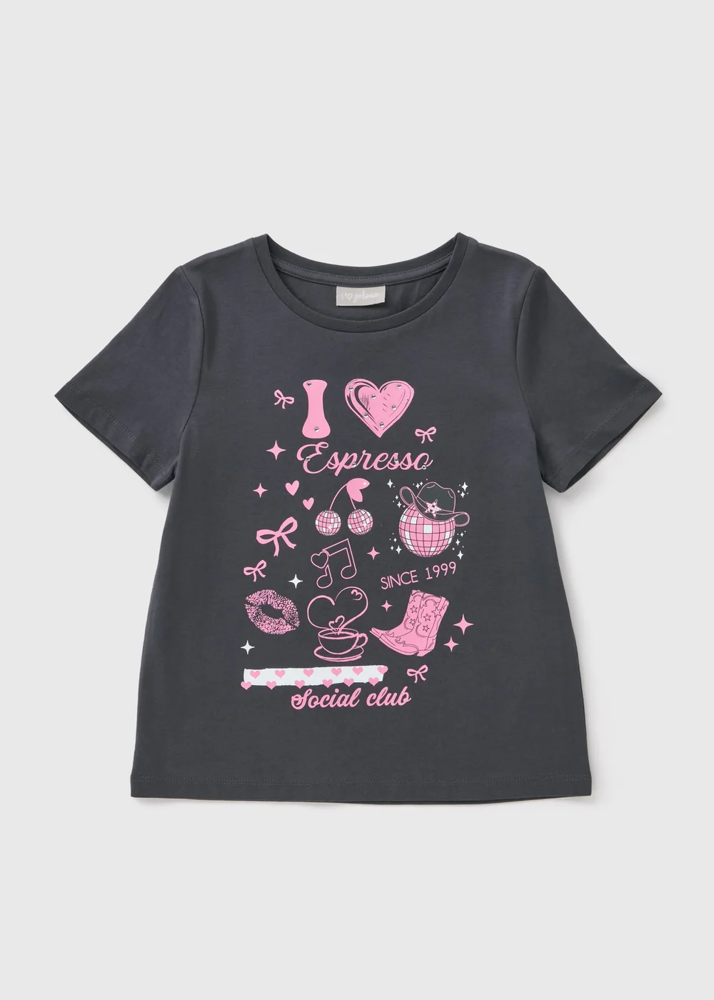 Girls Grey Cowgirl T-Shirt - 7 Yrs Image 1