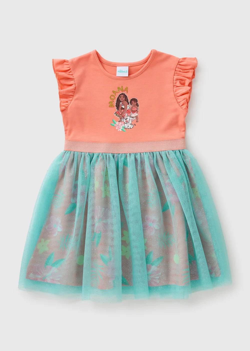 Disney Girls Orange Moana Ombre Mesh Dress (1-7yrs) - 1-1.5 Yrs Image 1