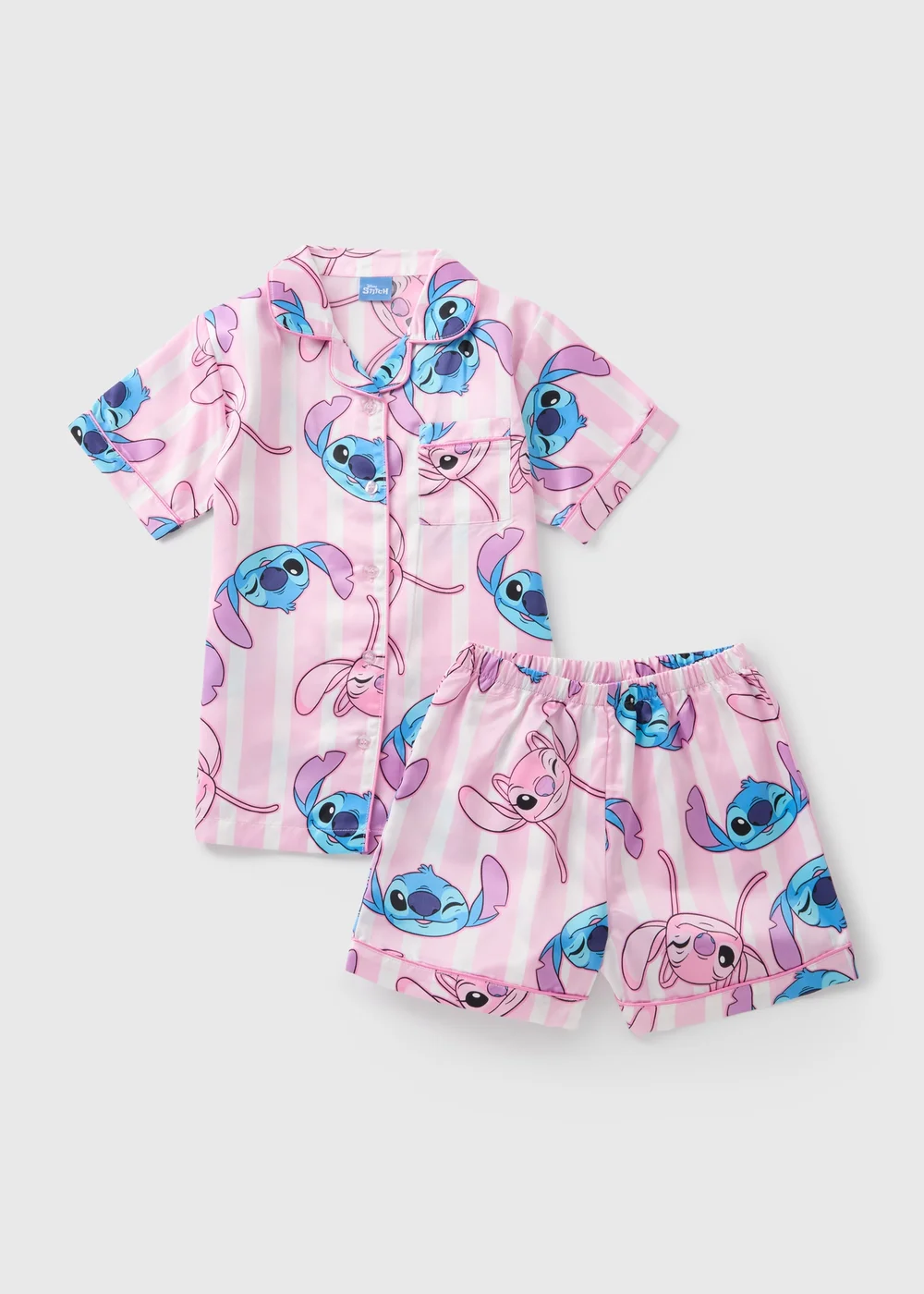 Girls Pink Stitch Satin Pyjamas (5-13yrs) - Age 7 Years Image 1