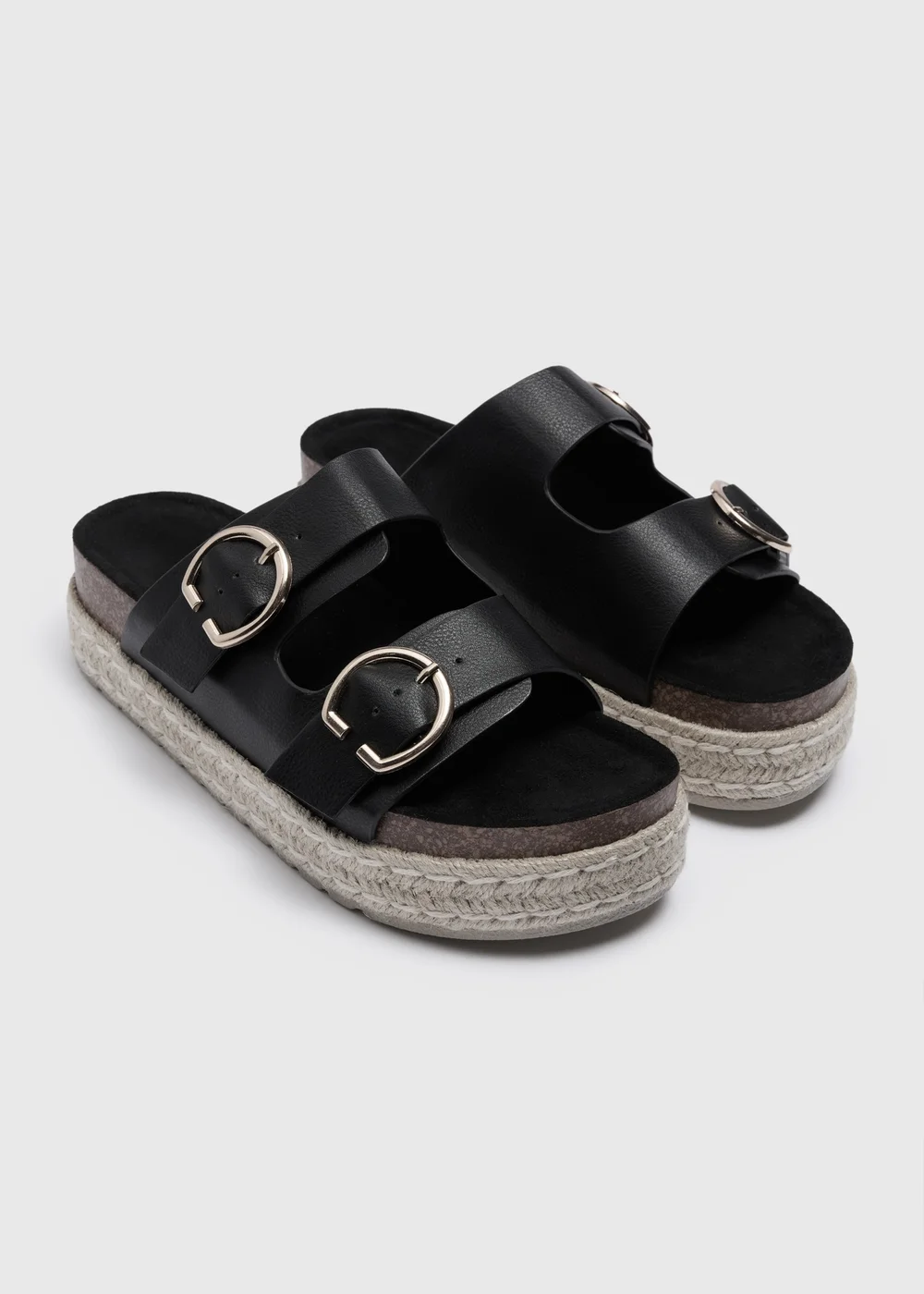 Black Double Strap Espadrille Sandals - Size 3 Image 1