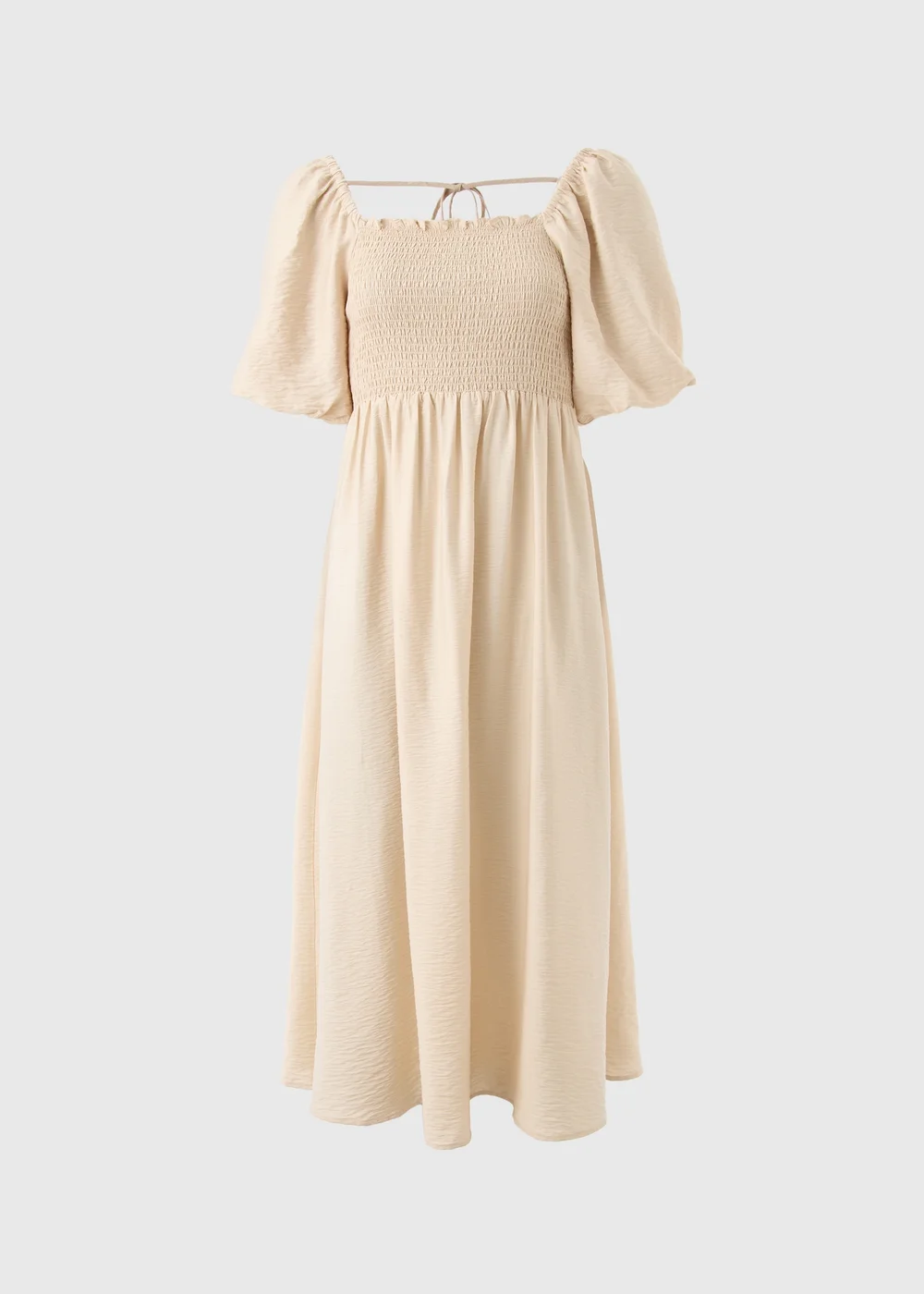 Stone Shirred Puff Sleeve Midi Dress - 8 Image 4