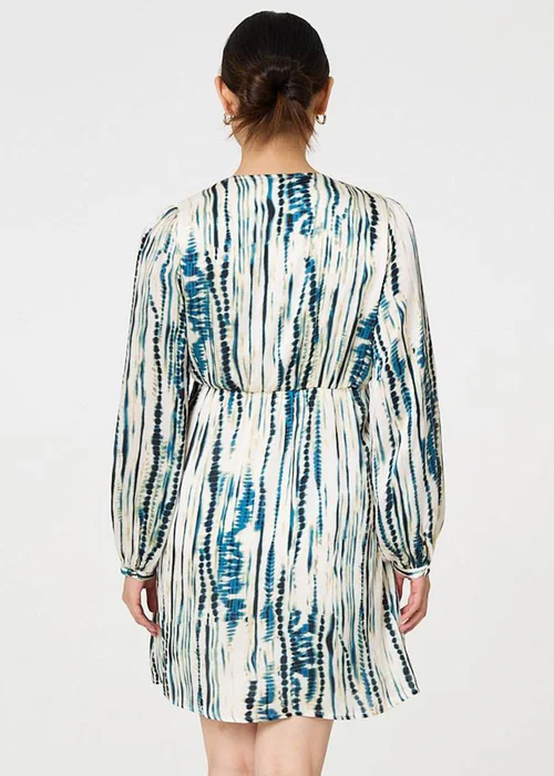 Izabel London Teal Abstract Long Sleeve Empire Mini Dress - 8 Image 2