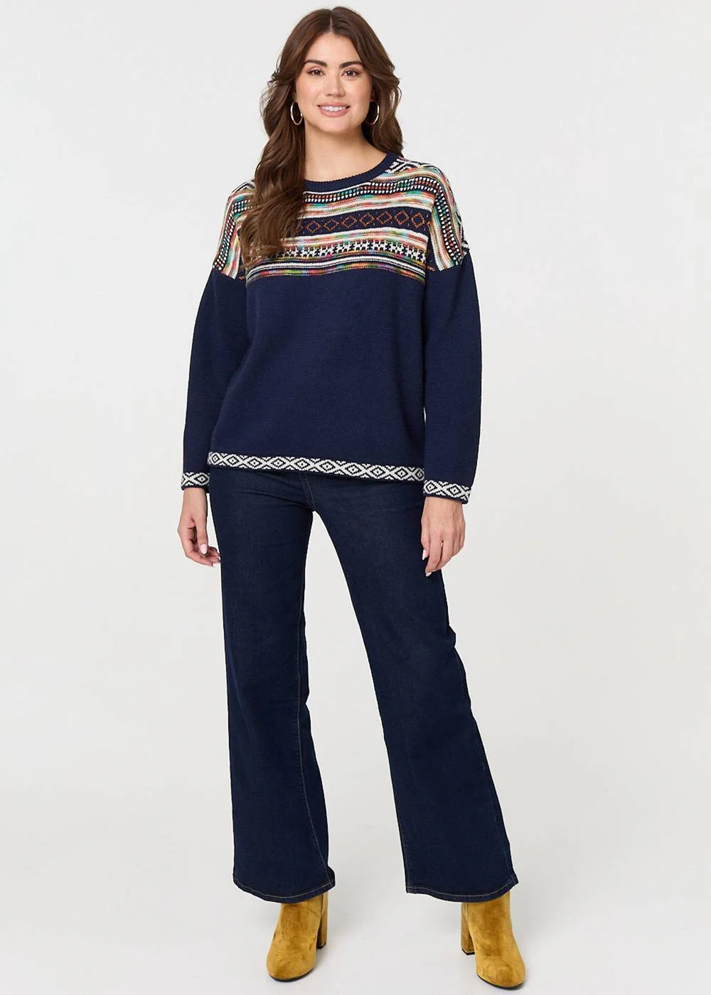 Izabel London Navy Ikat Print Drop Shoulder Jumper - 8 Image 4