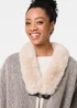 Izabel London Beige Faux Fur Trim Buckled Poncho - One Size Image 3