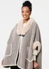 Izabel London Beige Faux Fur Trim Buckled Poncho - One Size Image 1