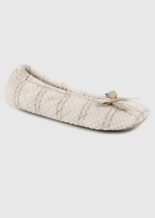 Totes Isotoner Natural Ladies Popcorn Ballet Slippers - 3-4 Image 3