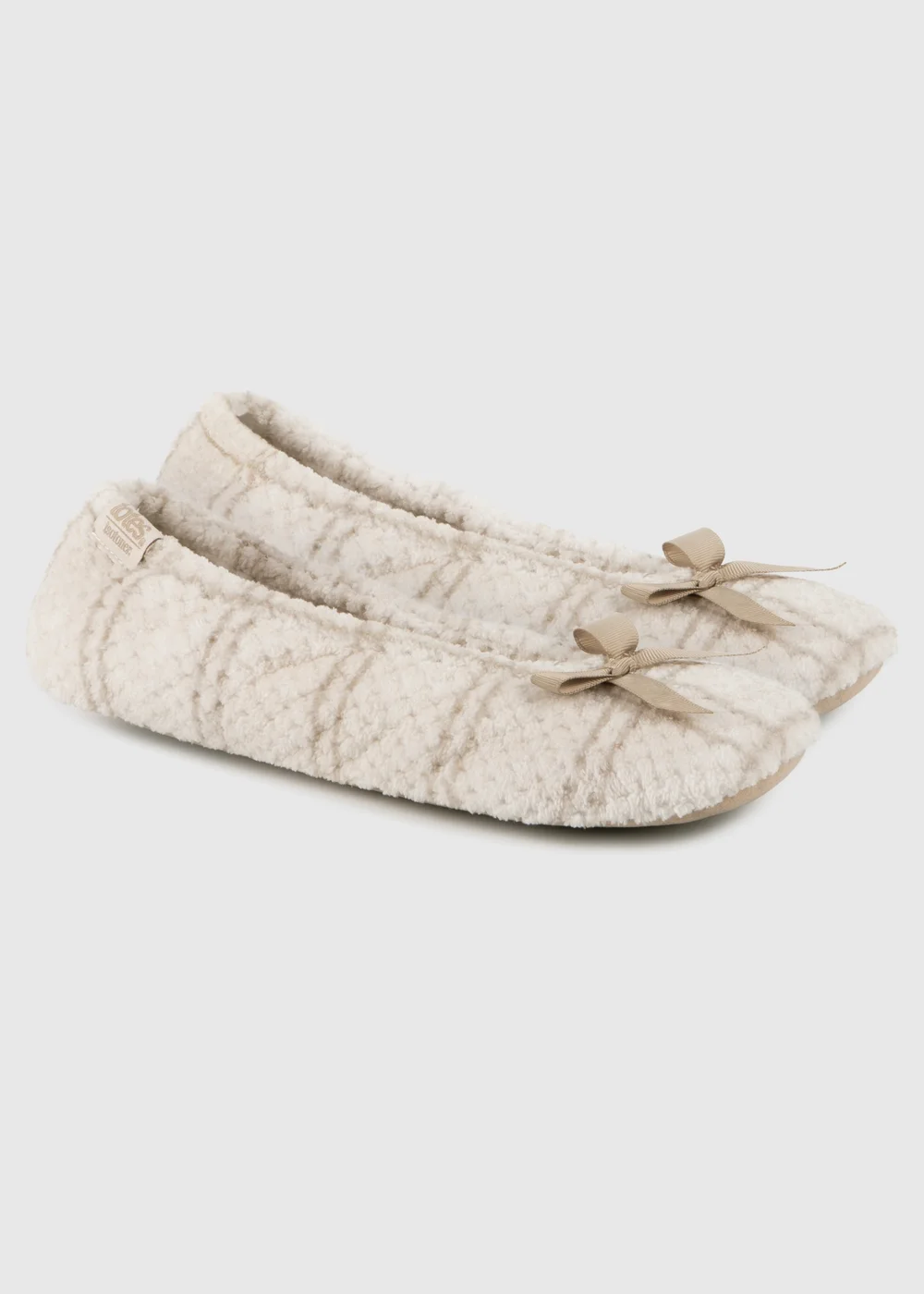Totes Isotoner Natural Ladies Popcorn Ballet Slippers - 3-4 Image 1