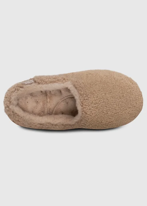 Totes Isotoner Natural Ladies Curly Fur Mule - 4 Image 5