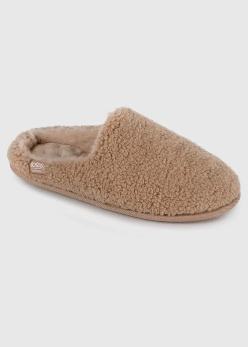 Totes Isotoner Natural Ladies Curly Fur Mule - 4 Image 3