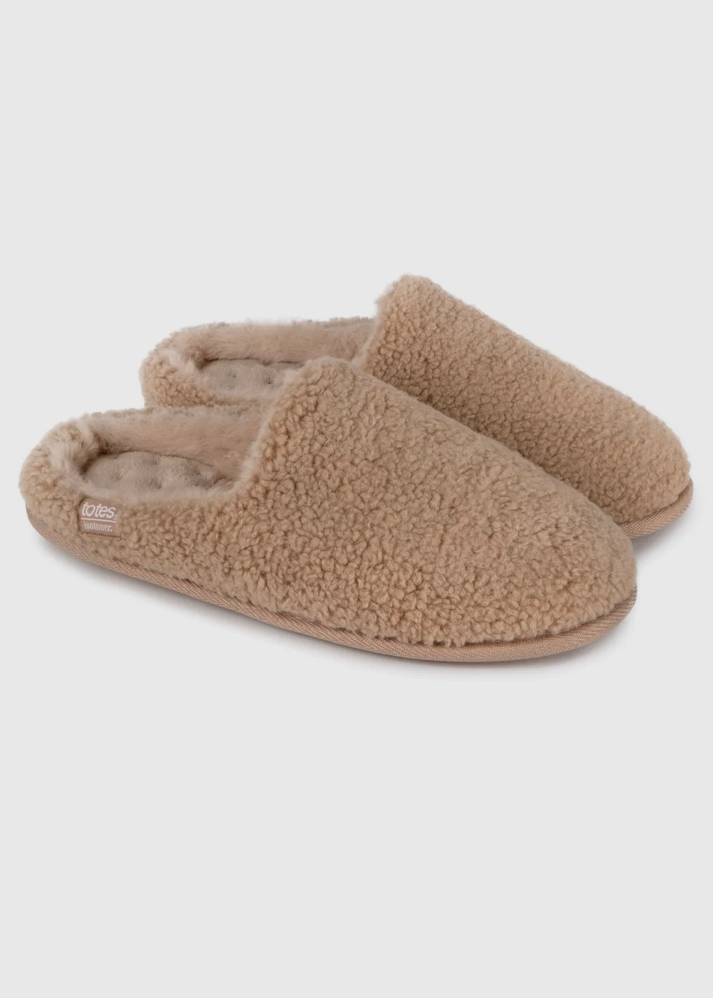 Totes Isotoner Natural Ladies Curly Fur Mule - 4 Image 1