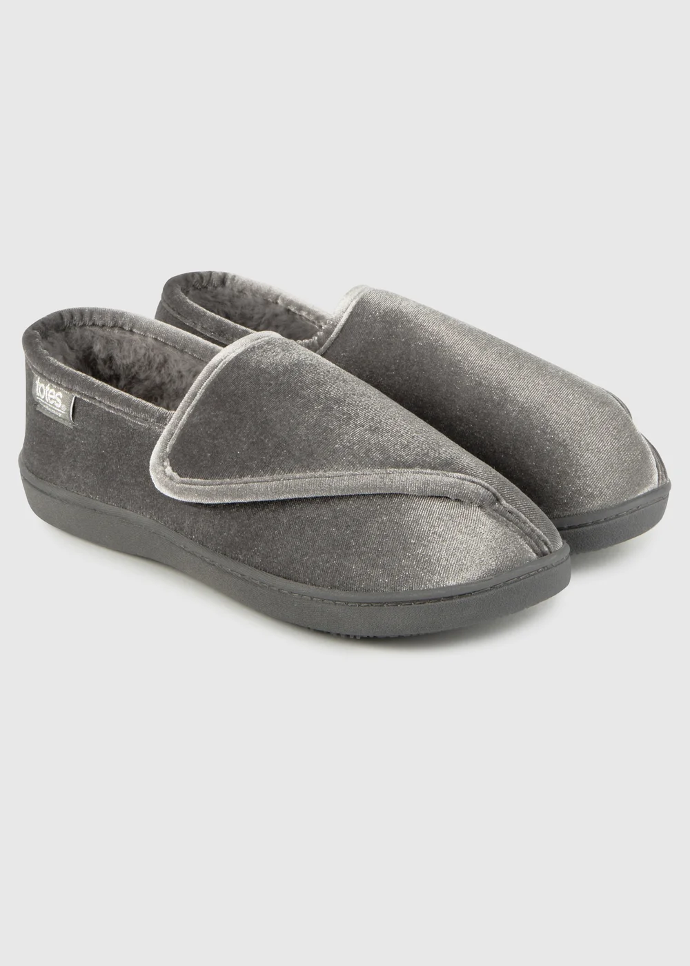 Totes Isotoner Grey Ladies Sparkle Velour Closed Back Slipper - 4 Image 1