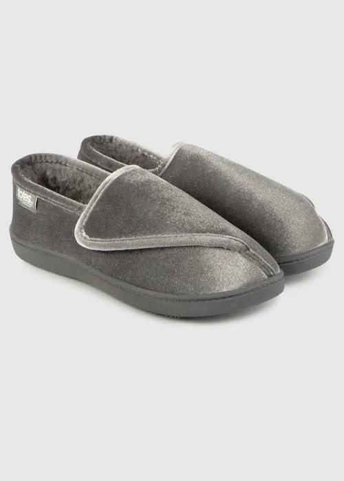Totes Isotoner Grey Ladies Sparkle Velour Closed Back Slipper - 4 Image 1