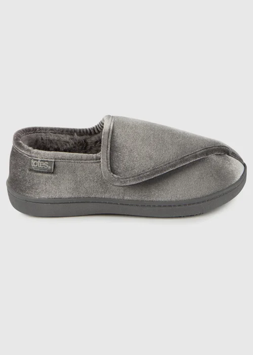Totes Isotoner Grey Ladies Sparkle Velour Closed Back Slipper - 4 Image 4