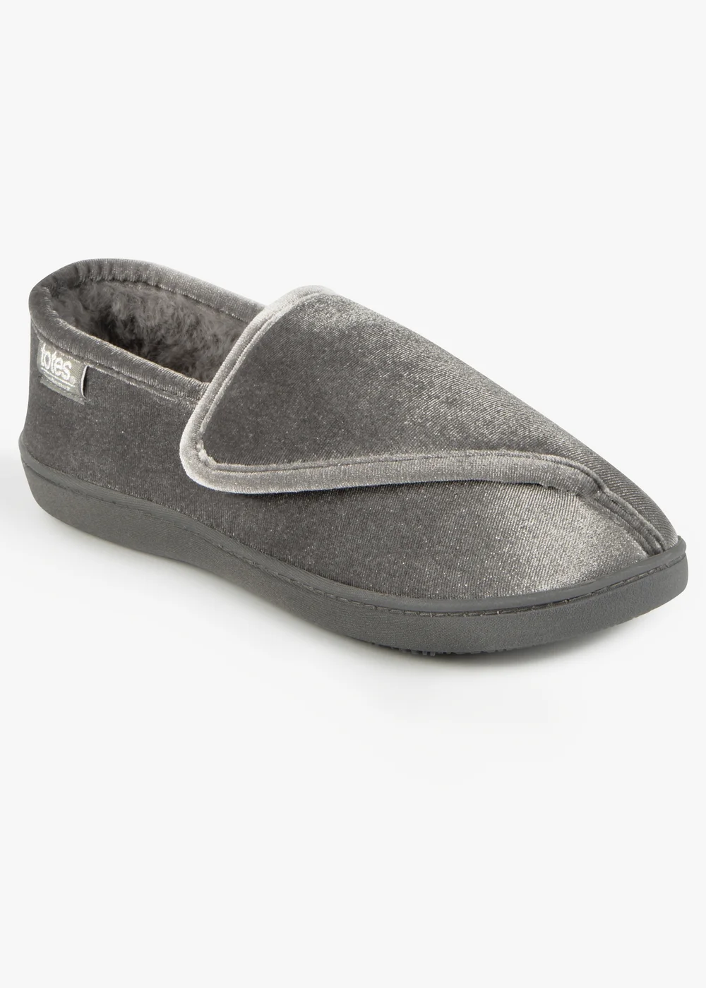 Totes Isotoner Grey Ladies Sparkle Velour Closed Back Slipper - 4 Image 3