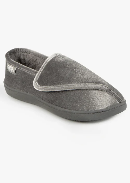 Totes Isotoner Grey Ladies Sparkle Velour Closed Back Slipper - 4 Image 3