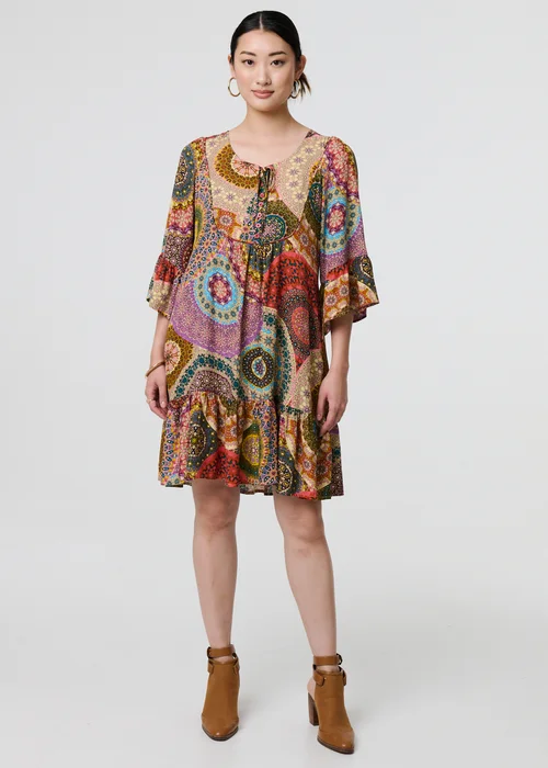 Izabel London Multi Kaleidoscope Print Short Dress - 8 Image 1