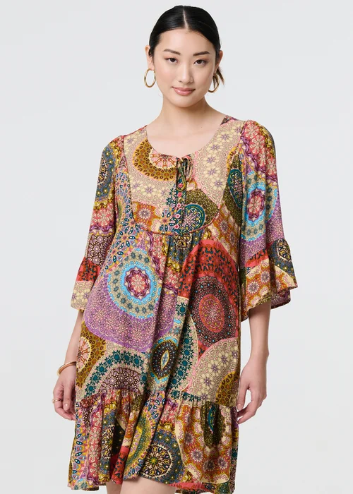 Izabel London Multi Kaleidoscope Print Short Dress - 8 Image 4