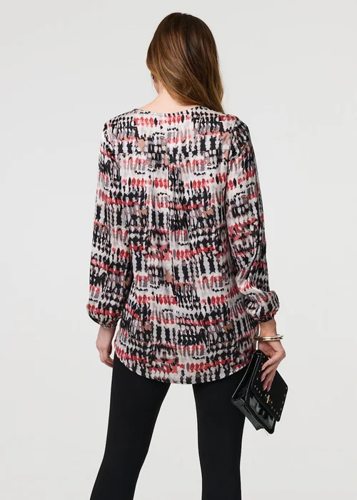 Izabel London Pink Printed Long Sleeve V-Neck Tunic Blouse - 8 Image 2
