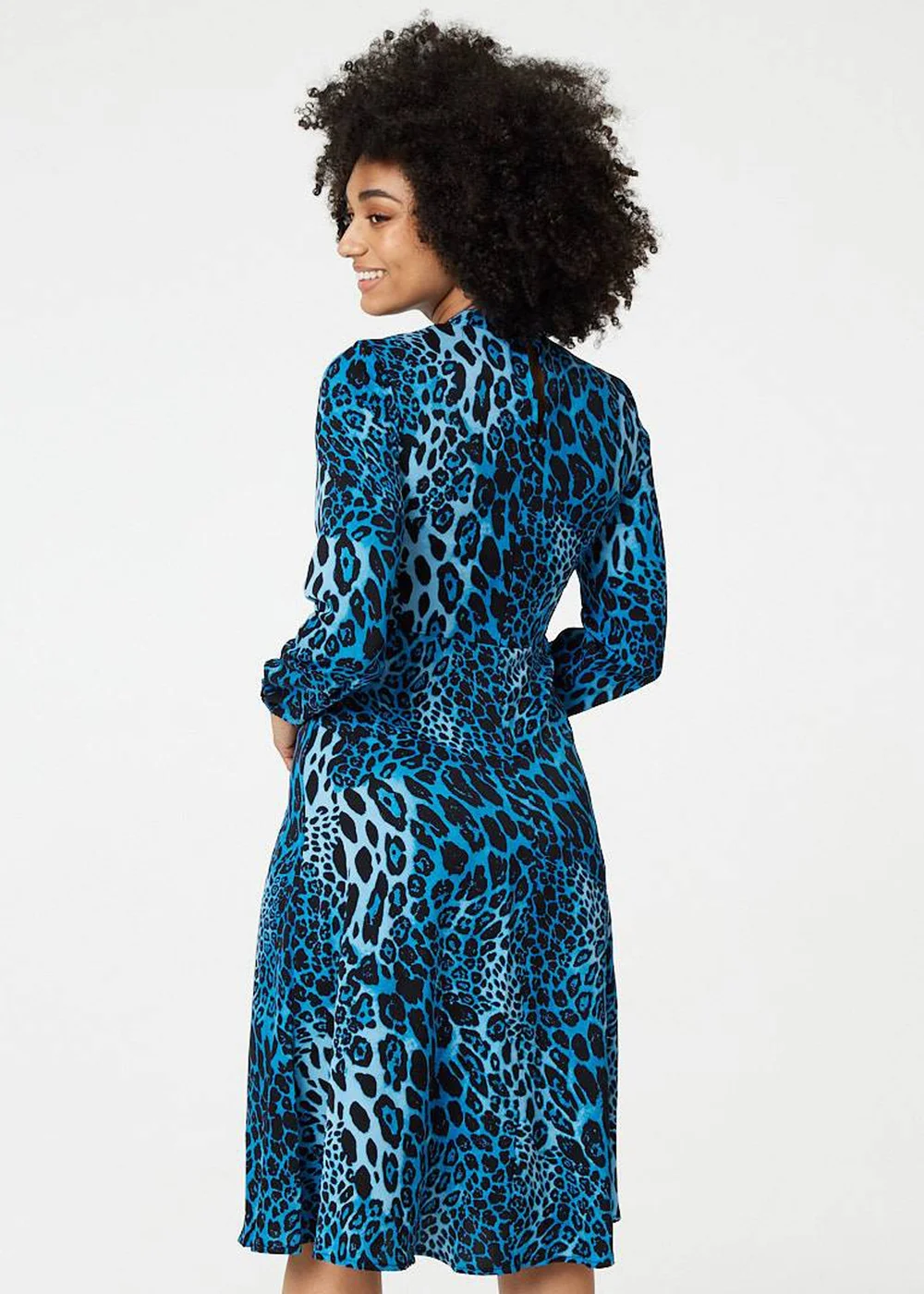 Izabel London Blue Leopard Print Long Sleeve Mini Dress - 12 | Matalan Izabel London Blue Leopard Print Long Sleeve Mini Dress - 12 | Matalan