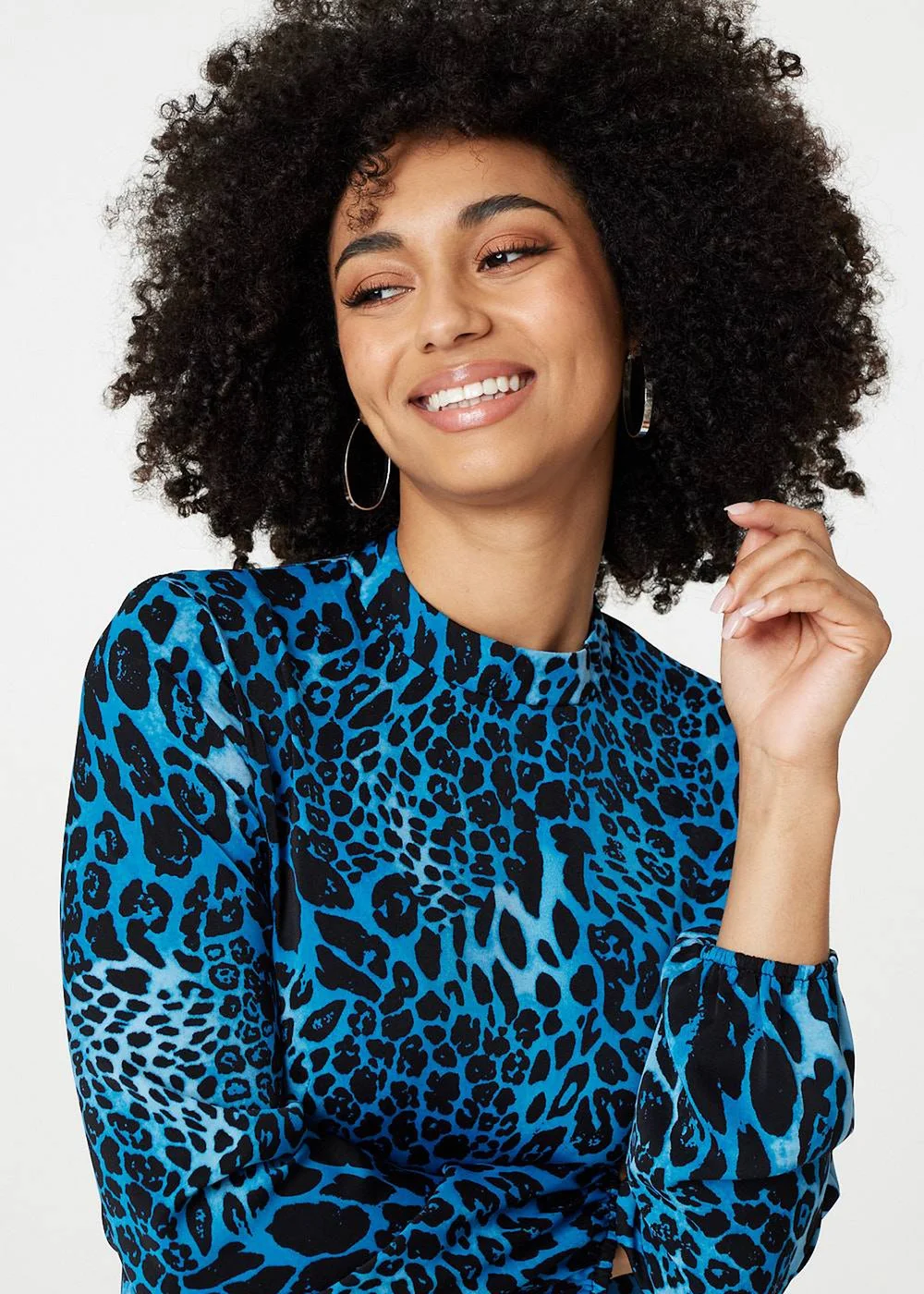 Izabel London Blue Leopard Print Long Sleeve Mini Dress - 12 | Matalan Izabel London Blue Leopard Print Long Sleeve Mini Dress - 12 | Matalan
