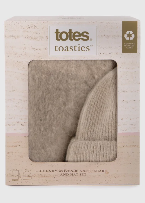 Totes Toasties Ladies Chunky Woven Blanket Scarf & Hat Gift Set - One Size Image 4