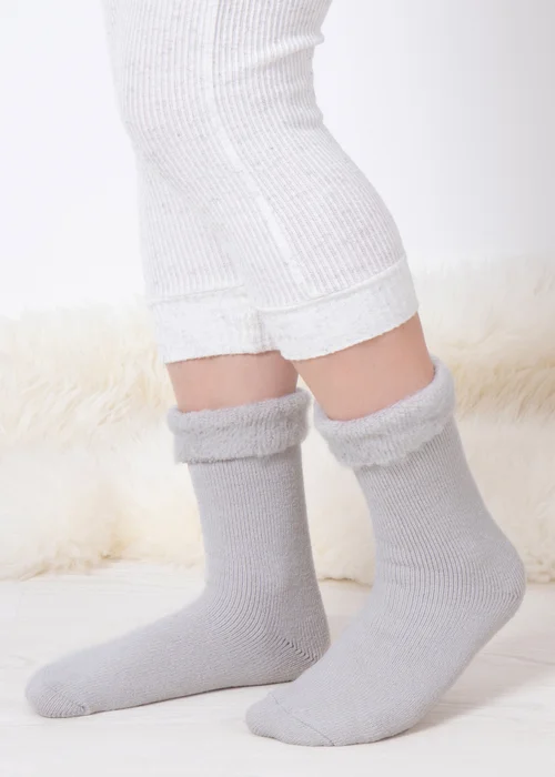 Totes Toasties Grey Ladies Thermal Brushed Bed Sock - One Size Image 2
