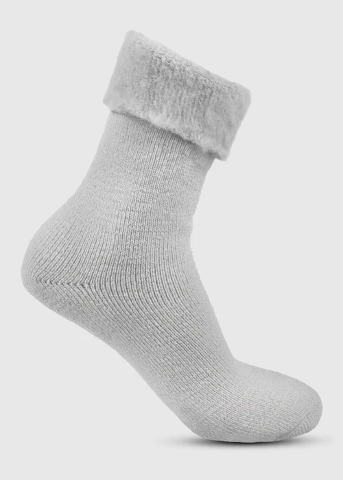 Totes Toasties Grey Ladies Thermal Brushed Bed Sock - One Size Image 3