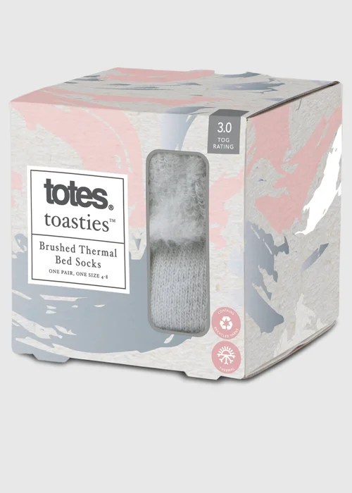 Totes Toasties Grey Ladies Thermal Brushed Bed Sock - One Size Image 4