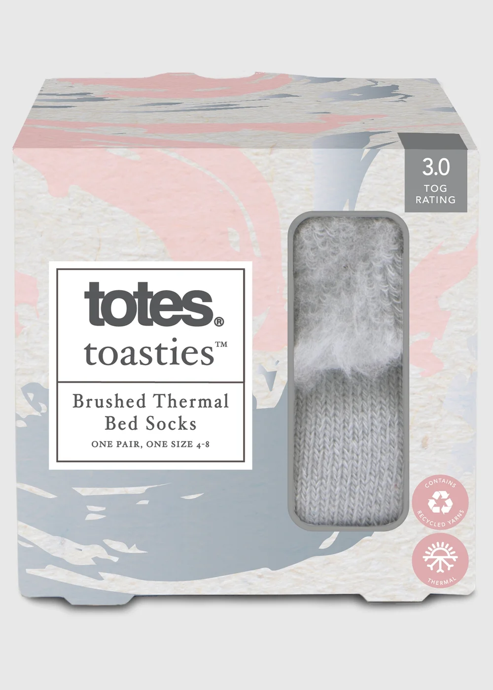 Totes Toasties Grey Ladies Thermal Brushed Bed Sock - One Size Image 5