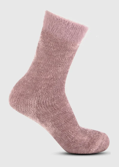 Totes Toasties Pink Ladies Fair Isle & Chenille Supersoft Bed Socks (Twin Pack) - One Size Image 5