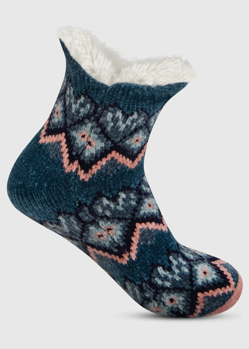 Totes Toasties Purple Ladies Chenille Crop Knitted Slipper Socks - One Size Image 3