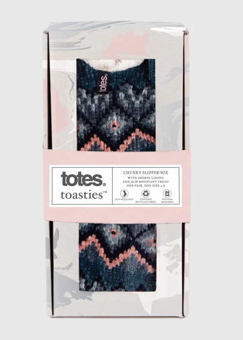 Totes Toasties Purple Ladies Chenille Crop Knitted Slipper Socks - One Size Image 5