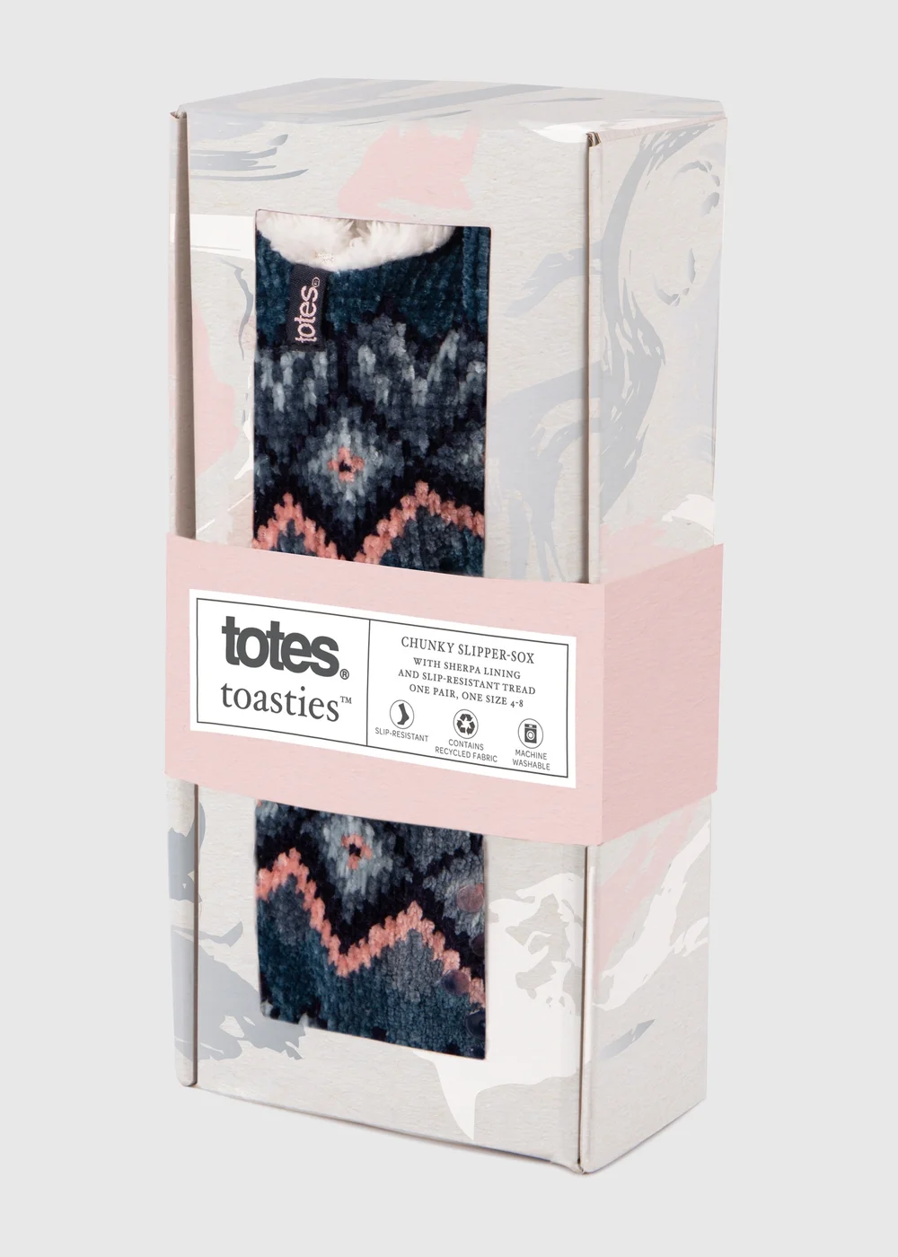 Totes Toasties Purple Ladies Chenille Crop Knitted Slipper Socks - One Size Image 4