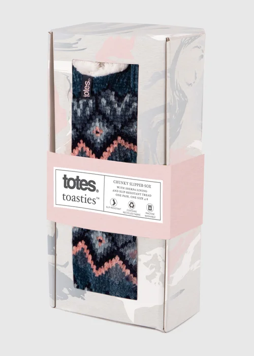 Totes Toasties Purple Ladies Chenille Crop Knitted Slipper Socks - One Size Image 4