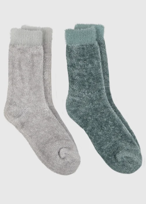 Totes Toasties Green Ladies Chenille Supersoft Bed Socks (Twin Pack) - One Size Image 1