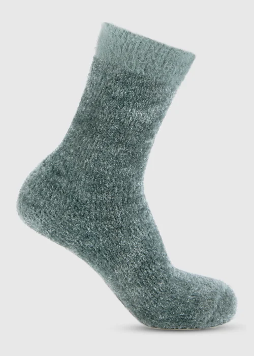 Totes Toasties Green Ladies Chenille Supersoft Bed Socks (Twin Pack) - One Size Image 4
